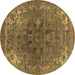 Round Oriental Brown Industrial Rug, urb1317brn