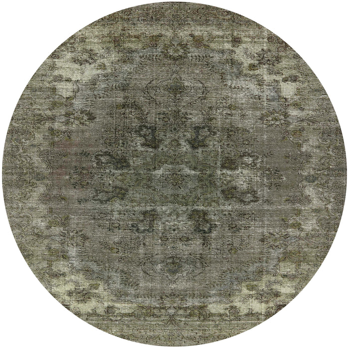 Round Machine Washable Industrial Modern Coffee Brown Rug, wshurb1317