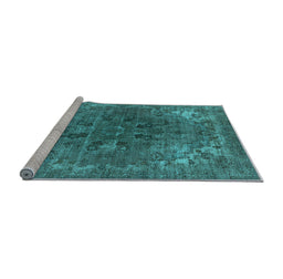 Sideview of Machine Washable Oriental Light Blue Industrial Rug, wshurb1317lblu