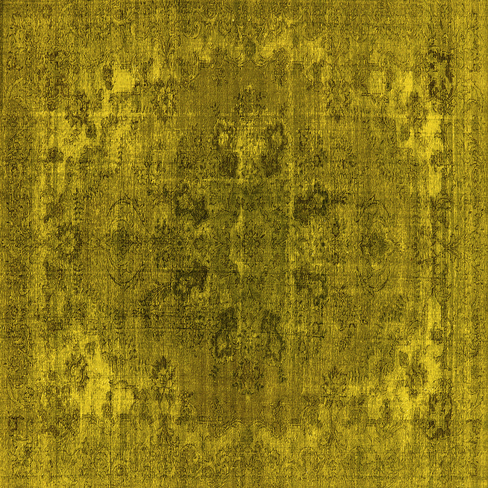Square Machine Washable Oriental Yellow Industrial Rug, wshurb1317yw