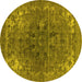 Round Oriental Yellow Industrial Rug, urb1317yw