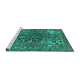 Sideview of Machine Washable Oriental Turquoise Industrial Area Rugs, wshurb1317turq