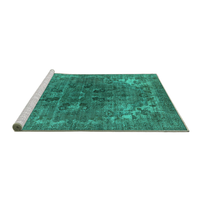 Sideview of Machine Washable Oriental Turquoise Industrial Area Rugs, wshurb1317turq