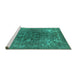 Sideview of Machine Washable Oriental Turquoise Industrial Area Rugs, wshurb1317turq