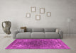 Machine Washable Oriental Pink Industrial Rug in a Living Room, wshurb1317pnk