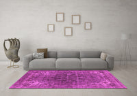 Machine Washable Oriental Pink Industrial Rug, wshurb1317pnk