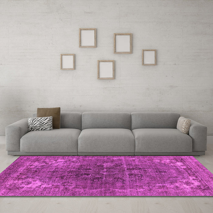 Machine Washable Oriental Pink Industrial Rug in a Living Room, wshurb1317pnk