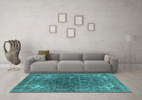 Machine Washable Oriental Light Blue Industrial Rug, wshurb1317lblu