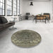 Round Machine Washable Industrial Modern Coffee Brown Rug in a Office, wshurb1317