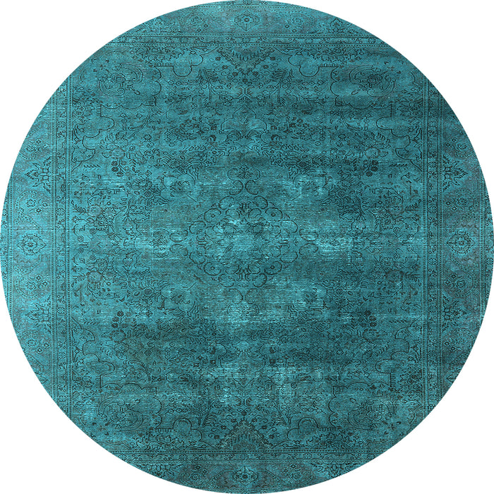 Round Oriental Light Blue Industrial Rug, urb1318lblu