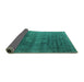 Sideview of Oriental Turquoise Industrial Rug, urb1318turq