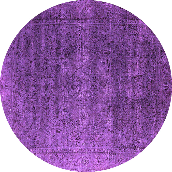 Round Machine Washable Oriental Purple Industrial Area Rugs, wshurb1318pur