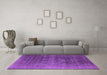 Machine Washable Oriental Purple Industrial Area Rugs in a Living Room, wshurb1318pur