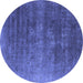 Round Oriental Blue Industrial Rug, urb1318blu