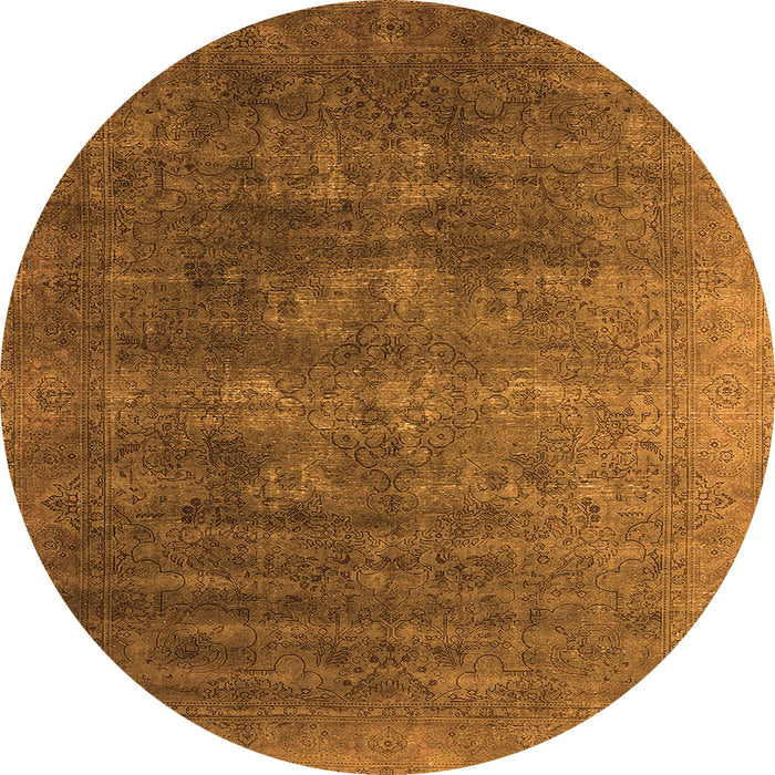 Round Machine Washable Oriental Orange Industrial Area Rugs, wshurb1318org