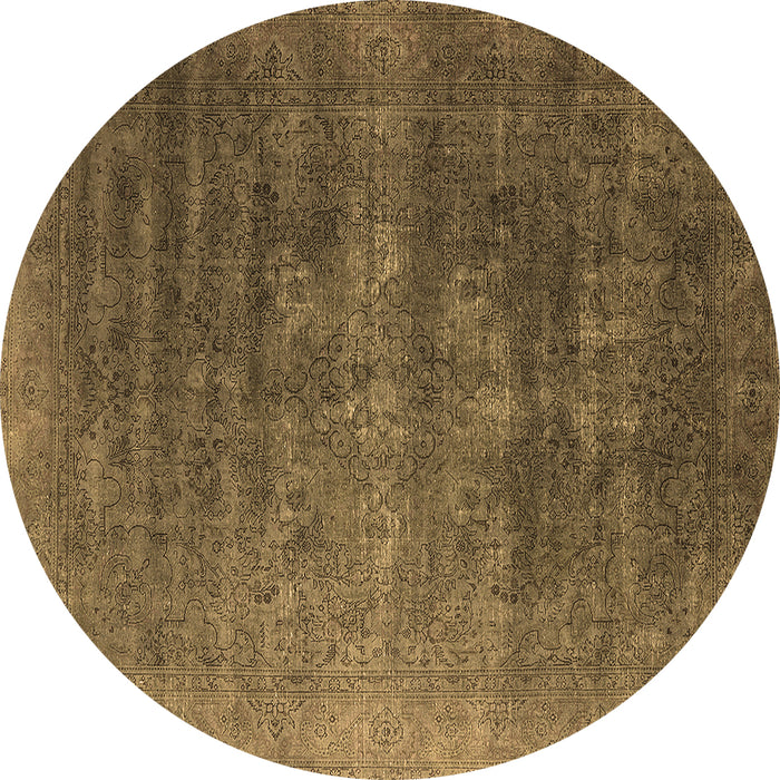 Round Machine Washable Oriental Brown Industrial Rug, wshurb1318brn