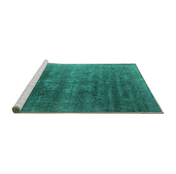 Sideview of Machine Washable Oriental Turquoise Industrial Area Rugs, wshurb1318turq