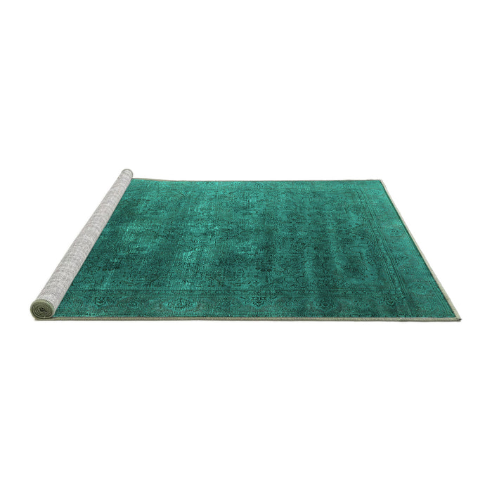 Sideview of Machine Washable Oriental Turquoise Industrial Area Rugs, wshurb1318turq