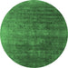 Round Oriental Emerald Green Industrial Rug, urb1318emgrn