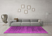 Machine Washable Oriental Pink Industrial Rug in a Living Room, wshurb1318pnk