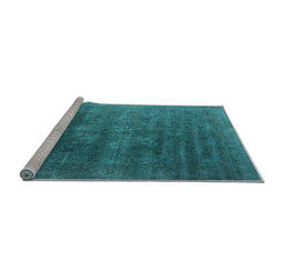 Sideview of Machine Washable Oriental Light Blue Industrial Rug, wshurb1318lblu
