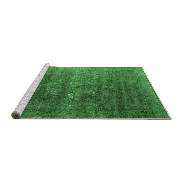 Sideview of Machine Washable Oriental Emerald Green Industrial Area Rugs, wshurb1318emgrn