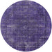 Round Mid-Century Modern Purple Oriental Rug, urb1319