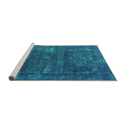 Sideview of Machine Washable Oriental Turquoise Industrial Area Rugs, wshurb1319turq
