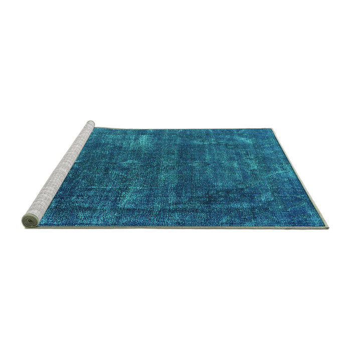 Sideview of Machine Washable Oriental Turquoise Industrial Area Rugs, wshurb1319turq