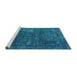 Sideview of Machine Washable Oriental Turquoise Industrial Area Rugs, wshurb1319turq