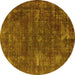 Round Oriental Yellow Industrial Rug, urb1319yw