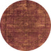 Round Machine Washable Oriental Orange Industrial Area Rugs, wshurb1319org