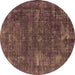 Round Oriental Brown Industrial Rug, urb1319brn