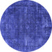 Round Oriental Blue Industrial Rug, urb1319blu