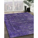 Mid-Century Modern Purple Oriental Rug in Family Room, urb1319