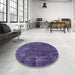 Round Mid-Century Modern Purple Oriental Rug in a Office, urb1319