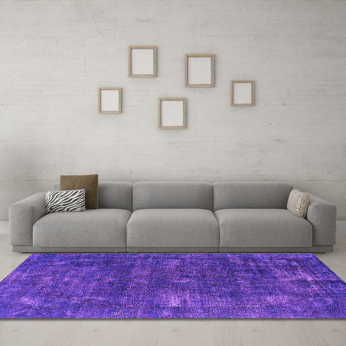 Machine Washable Oriental Purple Industrial Area Rugs in a Living Room, wshurb1319pur