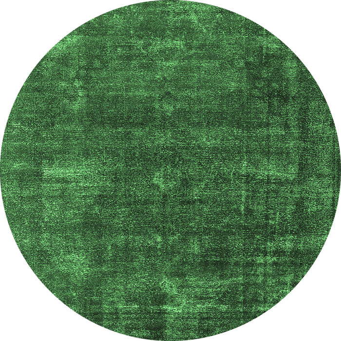 Round Machine Washable Oriental Emerald Green Industrial Area Rugs, wshurb1319emgrn