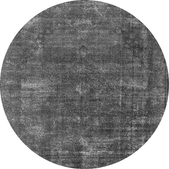 Round Oriental Gray Industrial Rug, urb1319gry