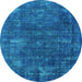 Round Oriental Light Blue Industrial Rug, urb1319lblu