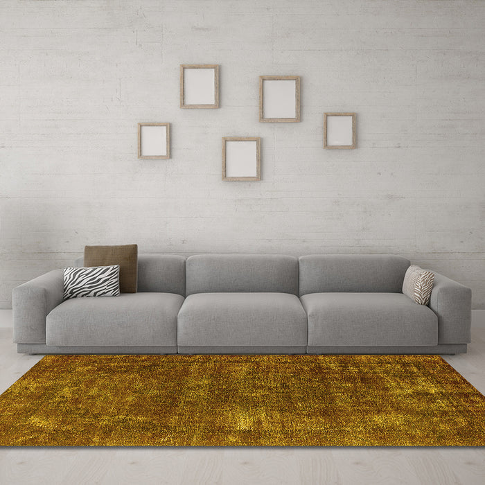 Machine Washable Oriental Yellow Industrial Rug in a Living Room, wshurb1319yw