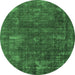 Round Oriental Emerald Green Industrial Rug, urb1319emgrn