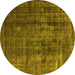 Round Oriental Yellow Industrial Rug, urb1320yw