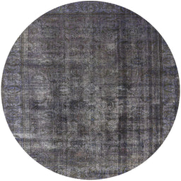 Round Machine Washable Industrial Modern Black Rug, wshurb1320