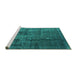 Sideview of Machine Washable Oriental Turquoise Industrial Area Rugs, wshurb1320turq