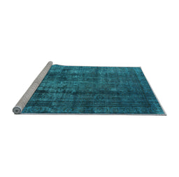 Sideview of Machine Washable Oriental Light Blue Industrial Rug, wshurb1320lblu