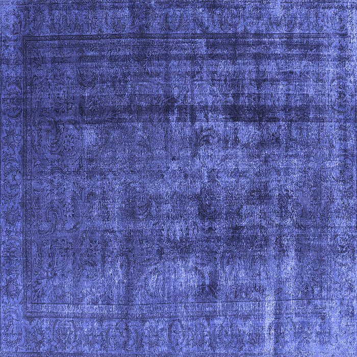 Square Machine Washable Oriental Blue Industrial Rug, wshurb1320blu
