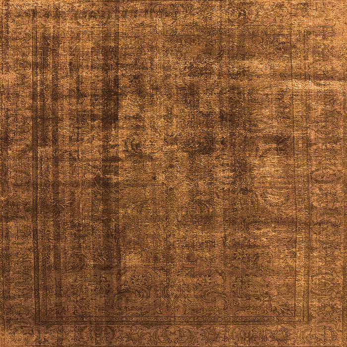 Square Machine Washable Oriental Orange Industrial Area Rugs, wshurb1320org