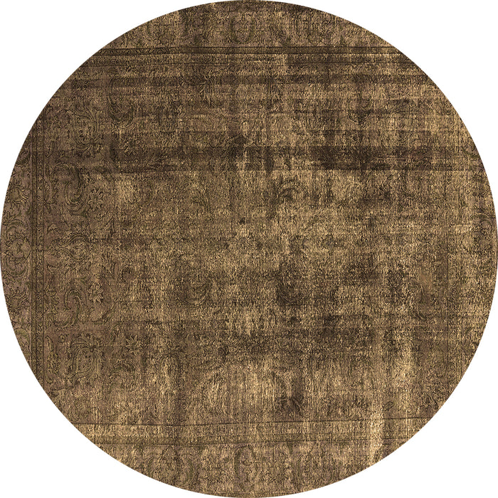 Round Machine Washable Oriental Brown Industrial Rug, wshurb1320brn