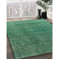 Mid-Century Modern Sea Green Oriental Rug, urb1321